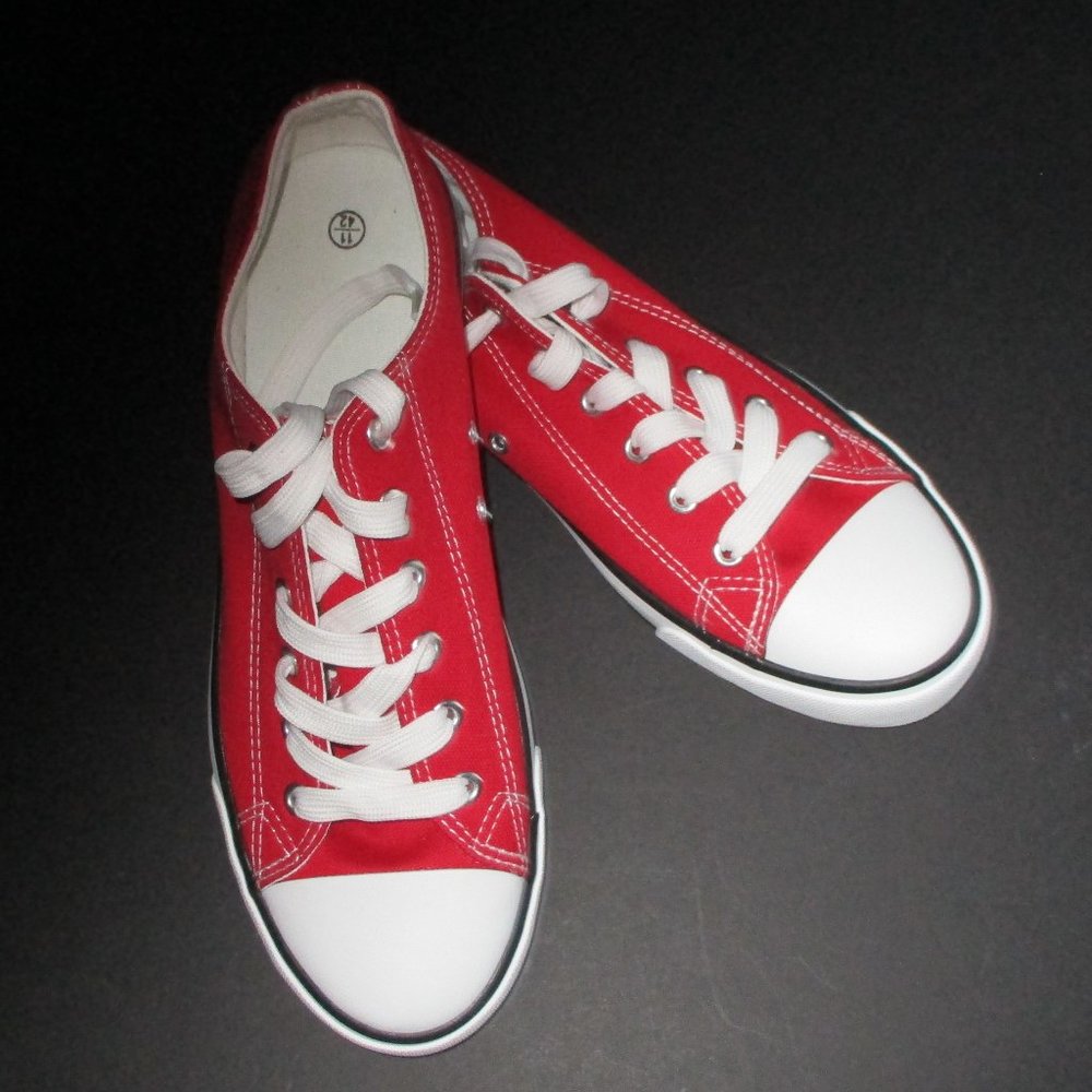Womens Canvas Sneakers Low Top Lace Up New size 11 RED - Picture 5 of 5